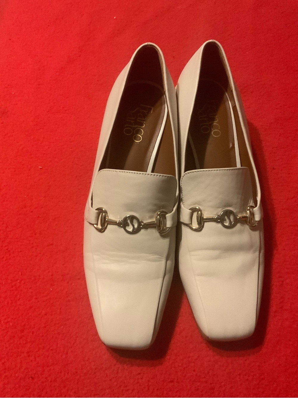 Franco Sarto Laurita Block Heel Horse Bit Square Toe Slip Ons Sz 7.5
